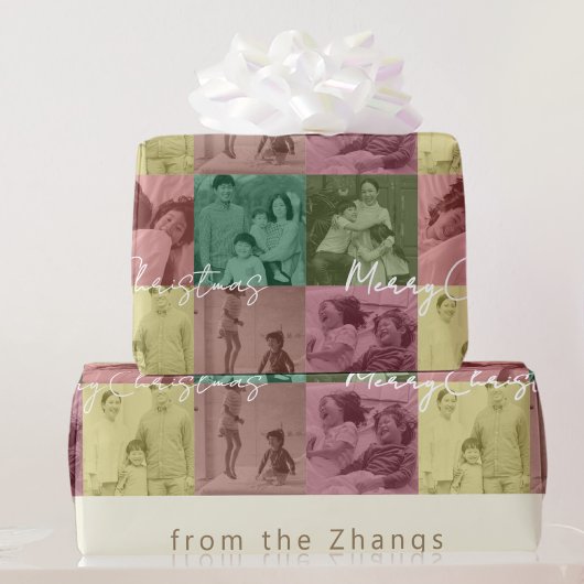 Familie Kerstmis Foto Collage cadeau wrap Cadeaupapier
