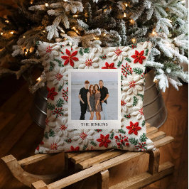 Familie Kerstmis foto gepersonaliseerd Kussen