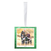  Familie Kerstmis Foto Groene Glitter Decoratie (Rechts)