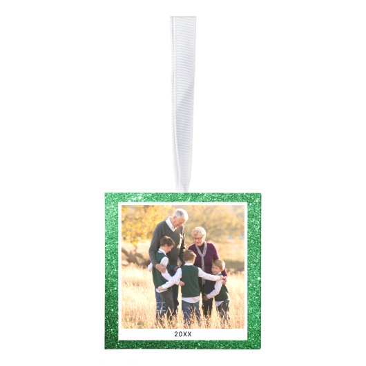  Familie Kerstmis Foto Groene Glitter Decoratie (Rechts)