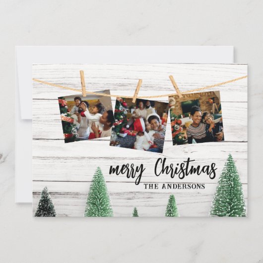 Familie Kerstmis foto's rustieke kaart (Voorkant)