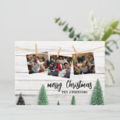 Familie Kerstmis foto's rustieke kaart (Staand voorkant)