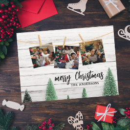 Familie Kerstmis foto's rustieke kaart