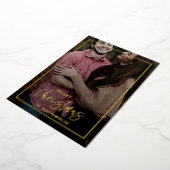 Familie Kerstmis foto's Script Goud Folie Feestdagenkaart (Gedraaid)