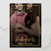 Familie Kerstmis foto's Script Goud Folie Feestdagenkaart (Voorkant)