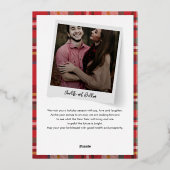 Familie Kerstmis foto's Script Goud Folie Feestdagenkaart (Achterkant)