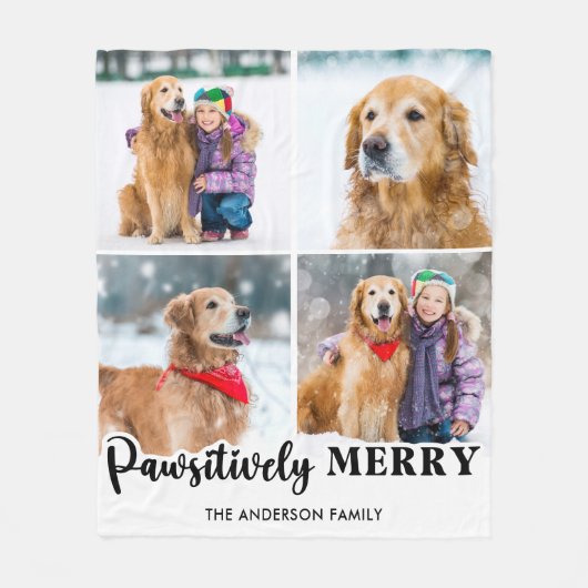 Familie Kerstmis Gepersonaliseerde Pet Photo Colla Fleece Deken (Voorkant)