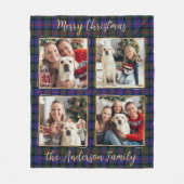 Familie Kerstmis Geplaagd Custom 4 Gouden Fotocoll Fleece Deken (Voorkant)