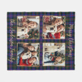 Familie Kerstmis Geplaagd Custom 4 Gouden Fotocoll Fleece Deken (Voorkant (Horizontaal))