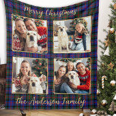 Familie Kerstmis Geplaagd Custom 4 Gouden Fotocoll Fleece Deken