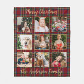 Familie Kerstmis Geplaagd Goud Custom Photo Collag Fleece Deken (Voorkant)