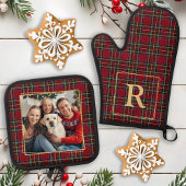 Familie Kerstmis Geplaagd Goud Gepersonaliseerde F Ovenwant & Pannenlap Set