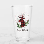 Familie Kerstmis geruite herten aangepaste pint gl Glas (Achterkant)