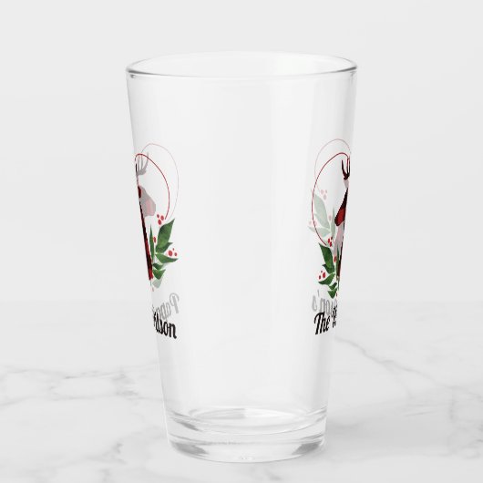Familie Kerstmis geruite herten aangepaste pint gl Glas (Rechts)