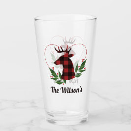 Familie Kerstmis geruite herten aangepaste pint gl Glas