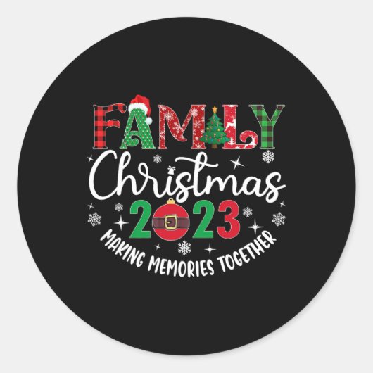Familie Kerstmis herinneringen samen maken 2023 Ronde Sticker (Voorkant)