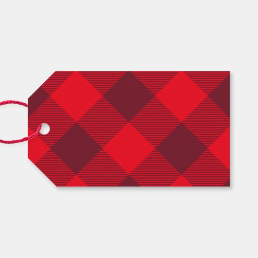 Familie Kerstmis Ho Ho. Santa Red Buffalo Play Cadeaulabel (Achterkant Horizontaal)