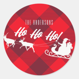 Familie Kerstmis Ho Ho. Santa Red Buffalo Play Ronde Sticker