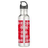 Familie Kerstmis "JOY" Rood Wit Sneeuwvlok H Foto Waterfles (Achterkant)