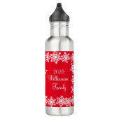Familie Kerstmis "JOY" Rood Wit Sneeuwvlok V Waterfles (Rechts)