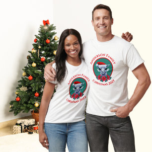 Familie Kerstmis lama en krans ontwerp T-shirt