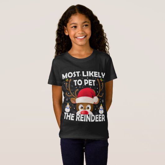 Familie Kerstmis meest waarschijnlijk om de rendie T-shirt (Voorkant volledig)