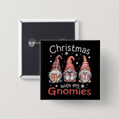 Familie Kerstmis met mijn Gnomies Buffalo Plaid Vierkante Button 5,1 Cm (Voorkant /achterkant)