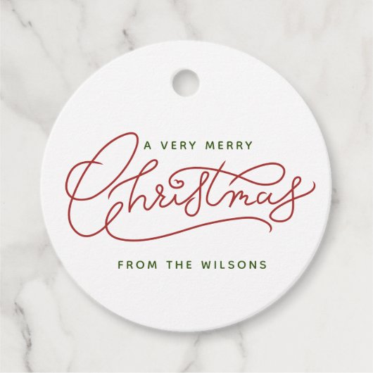 Familie Kerstmis minimalistisch modern script Bedankjes Labels (Voorkant)