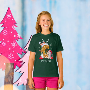Familie Kerstmis Monogram Gingerbread Girl T-shirt