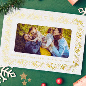 familie KERSTMIS monogram goud Botanicals Lijst Folie Feestdagenkaart