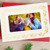 familie KERSTMIS monogram goud Botanicals Lijst Folie Feestdagenkaart