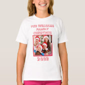 Familie Kerstmis naam en foto dochter wit T-shirt (Voorkant)