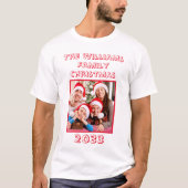 Familie Kerstmis naam en foto Pap White T-shirt (Voorkant)