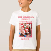Familie Kerstmis naam en foto zoon wit T-shirt (Voorkant)