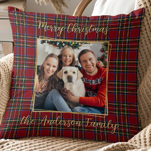 Familie Kerstmis Plaid Goud Gepersonaliseerde 2 Fo Kussen