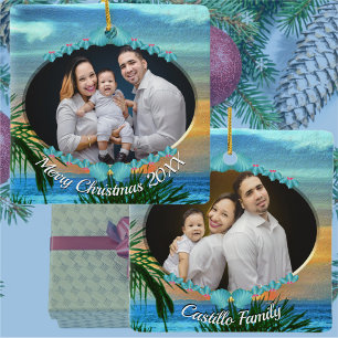 Familie Kerstmis Puerto Sunset 1557 Keramisch Ornament