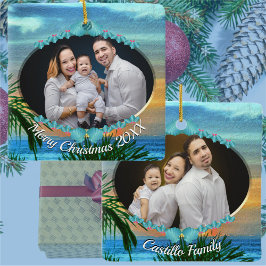 Familie Kerstmis Puerto Sunset 1557 Keramisch Ornament