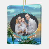 Familie Kerstmis Puerto Sunset 1557 Keramisch Ornament (Links)