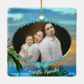 Familie Kerstmis Puerto Sunset 1557 Keramisch Ornament (Achterkant)