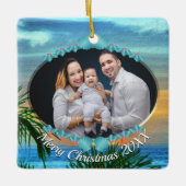 Familie Kerstmis Puerto Sunset 1557 Keramisch Ornament (Voorkant)