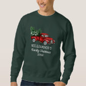 Familie Kerstmis  Red Truck Green Trui (Voorkant)