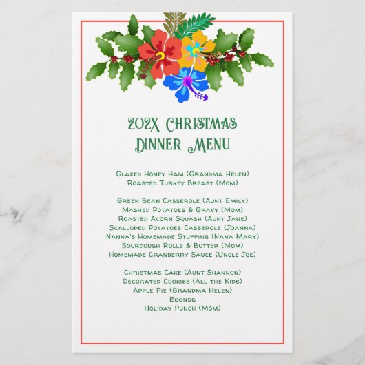 Familie Kerstmis Sjabloon Senibiscus Menu (Voorkant)