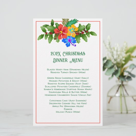 Familie Kerstmis Sjabloon Senibiscus Menu (Staand voorkant)