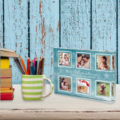 Familie Kerstmis Sneeuwvlokken Foto Collage Blok