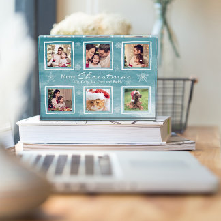 Familie Kerstmis Sneeuwvlokken Foto Collage Blok