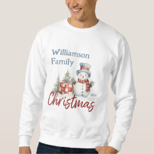 Familie Kerstmis Snowman Monogrammed Naam Trui