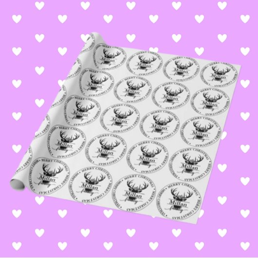 Familie Kerstmis Split Monogram thema Cadeaupapier