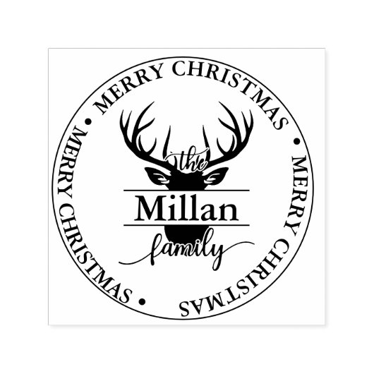 Familie Kerstmis Split Monogram thema Zelfinktende Stempel (Design)