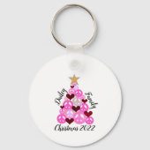 Familie kerstmis Stropdas geverfd vredesgebaar roz Sleutelhanger (Voorkant)