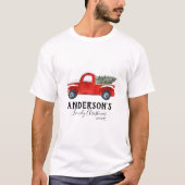 Familie Kerstmis T Shirt -  Red Truck (Voorkant)